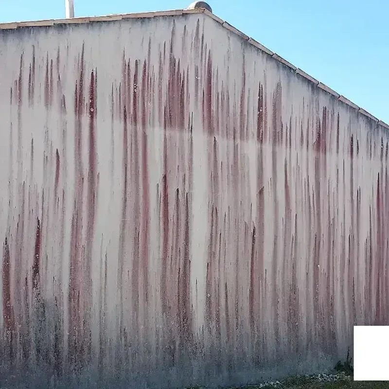 Façade marquée par des coulures avant nettoyage